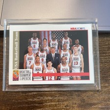 1992 Skybox USA Basketball Gold Michael Jordan, Magic, and Bird Dream Team Card