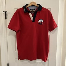 Mens Tommy Hilfiger Shirt Polo L Slim Fit Red With Logo H