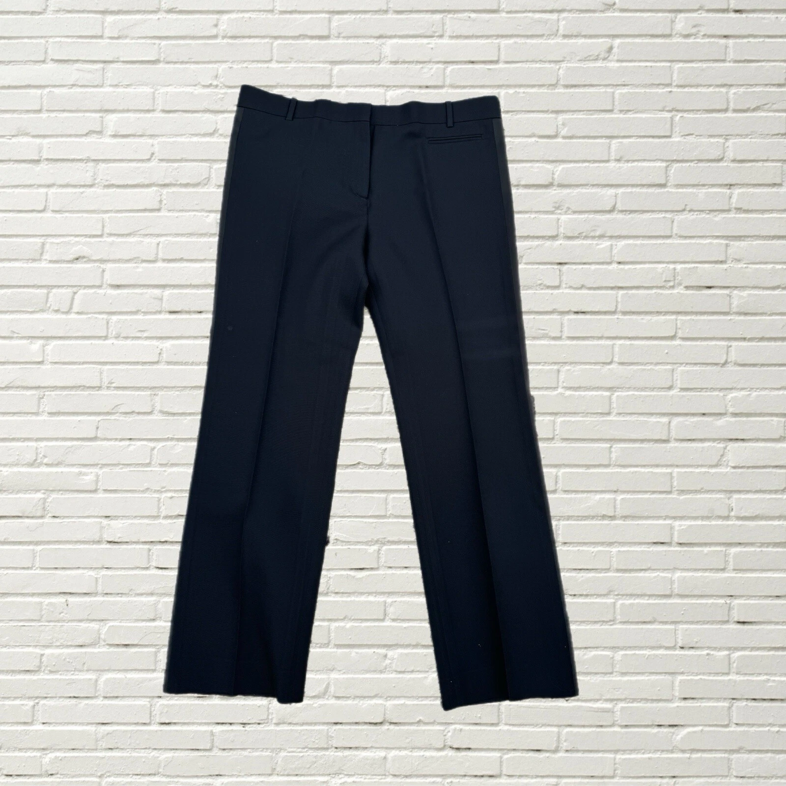 Pantalone CELINE nero lana pantalone seta righe laterali taglia 44 XL