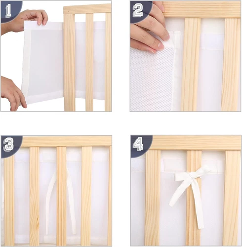2Pcs Breathable Mesh Cot Liner Baby Crib Rail Cover Nursery Breathable Liner - Picture 8 of 10