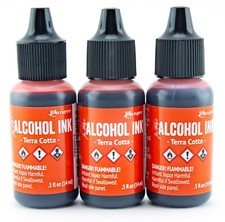 Tim Holtz Alcohol Inks Terra Cotta 3 Bottles Lot Acid Free Dye Ink Permanent