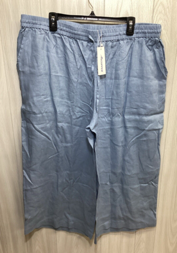 ECUPPER Women’s (Size 5XL) Elastic Waist Pull On Drawstring Pants 100% Linen