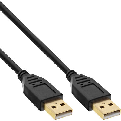 InLine  USB 2.0 Kabel, A an A, schwarz, Kontakte gold, 5m