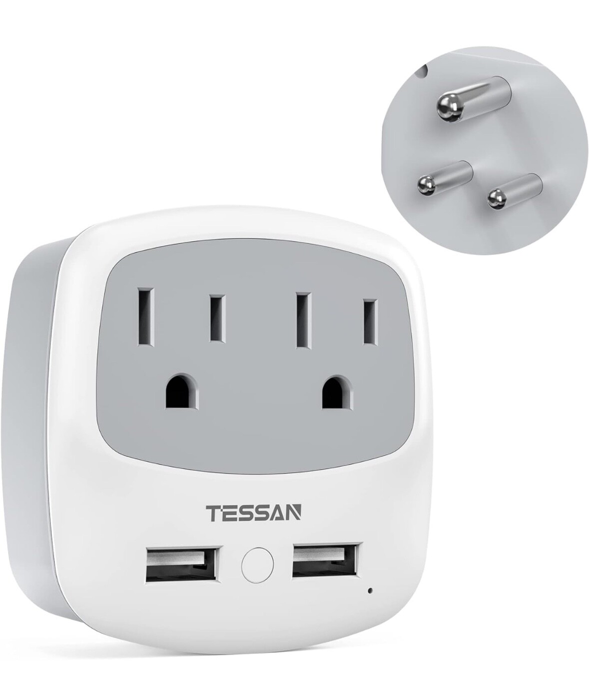 TESSAN Adaptador de enchufe de EE. UU. a India, adaptador de viaje tipo D