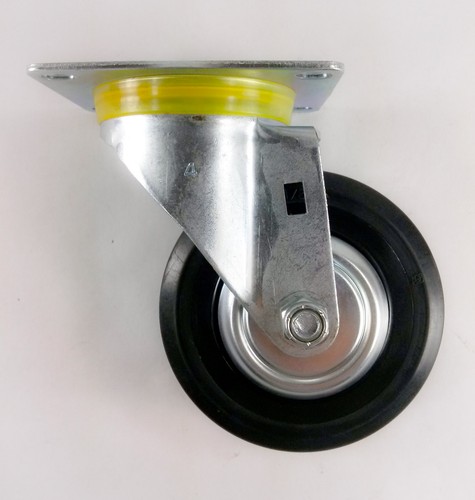 4" x 1-1/4" Plastic Rubber Wheel Caster - 2 Swivels & 2 Swivels with Brake - Picture 4 of 7