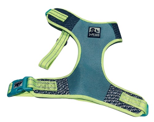 3 Peaks Dog Walking Adjustable Body Harness Yellow & Turquoise Small Dog Leash
