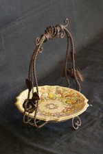 Piatto maiolica Molaroni Gradara Pesaro Ferro battuto centrotavola svuota tasche