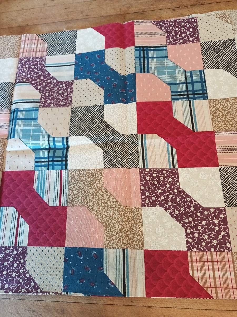 VTG CHEATER QUILT Fabric CHESTER Bow Tie Pattern 2 Pieces 36x34