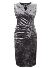 GRACE LADIES VELOUR MIDI DRESS GREY SIZE 18 NEW (ref 327) SALE