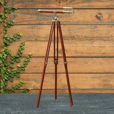 New Nautical Floor Standing Brass 39 Inch Telescope With Wooden Tripod Gift