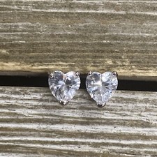 Dainty Heart Rhinestone Sterling Silver 925 Stud Earrings