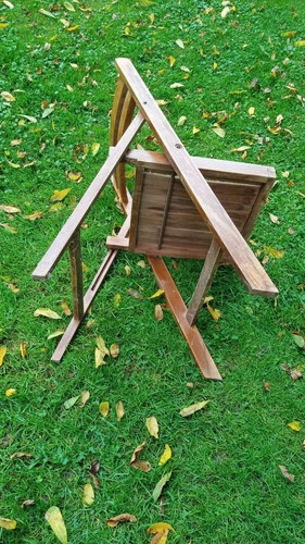 Vintage 1950er Jahre massiv Mitte des Jahrhunderts Holz Klappstuhl Lattenbank 31 Zoll x 17 1/2 Zoll breit - Bild 5 von 6