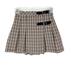 Katie J Skirt Youth Medium Brown Plaid School Girl Pleated Mini A-Line Kids NYC