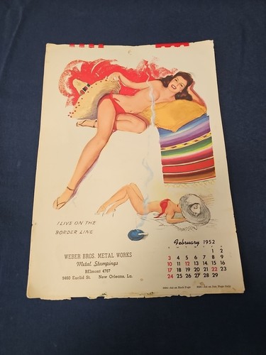 Vintage Pin Up Full Year Calendar by TN Thompson from 1952 NOT COMPLETE