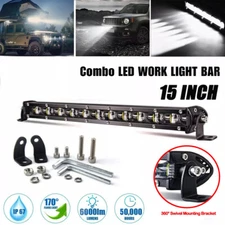 15inch 300W Single ROW LED Light Bar Spot Flood Combo Work Car ATV SUV 16" 15"