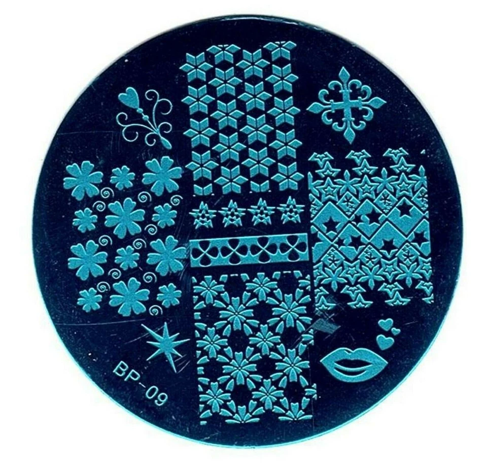 Kit raspador estampado placa imagen plantilla arte en uñas patrones mezclados BP 09 Foto 2 de 4