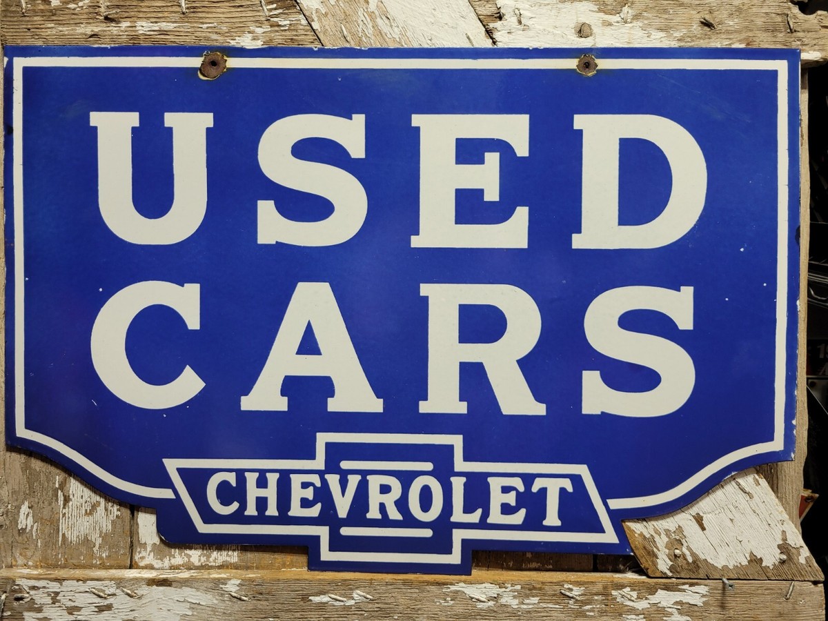 Chevrolet USED CARS アクリル 特大 看板 VINTAGE CHEVROLET PORCELAIN SIGN 30
