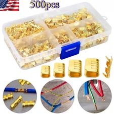 500 Pcs U Shape Copper Terminals Crimp Kit - Non-Insulated Assortment Wire Cable