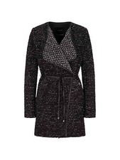 New + Tags * Oui * Black Ecru Flec Leather Trim Coatigan Size 12 / 14 Rrp £259