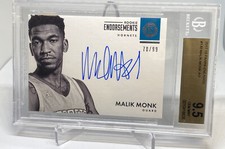 2017 Encased Malik Monk /99 AUTO  RC BGS 9.5/10 GEM MT KINGS ROOKIE