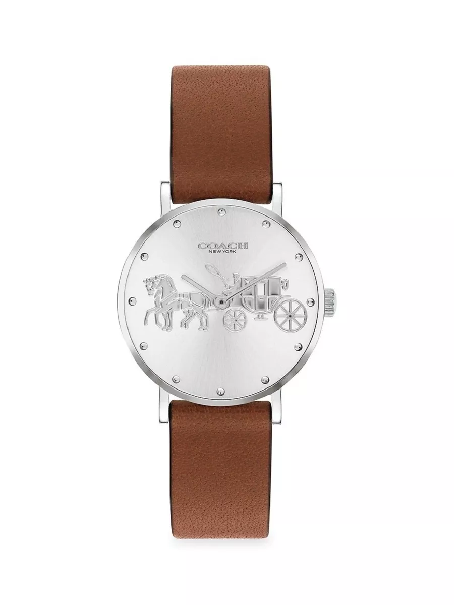 Silver dial leather strap watch new arrivals