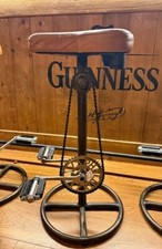 Sgabello a pedale per bicicletta vintage retrò in pelle colore marrone chiaro