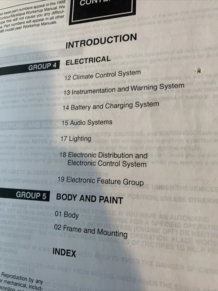 1998 FORD CONTOUR & MERCURY MYSTIQUE Repair Shop Service Manual SET 2 VOLUME — 第 3/3 张图片