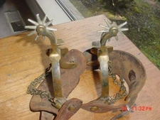 OLD PAIR NORTH & JUDD HERCULES BRONZE SPURS WITH HORSEHEAD ORNAMENTS