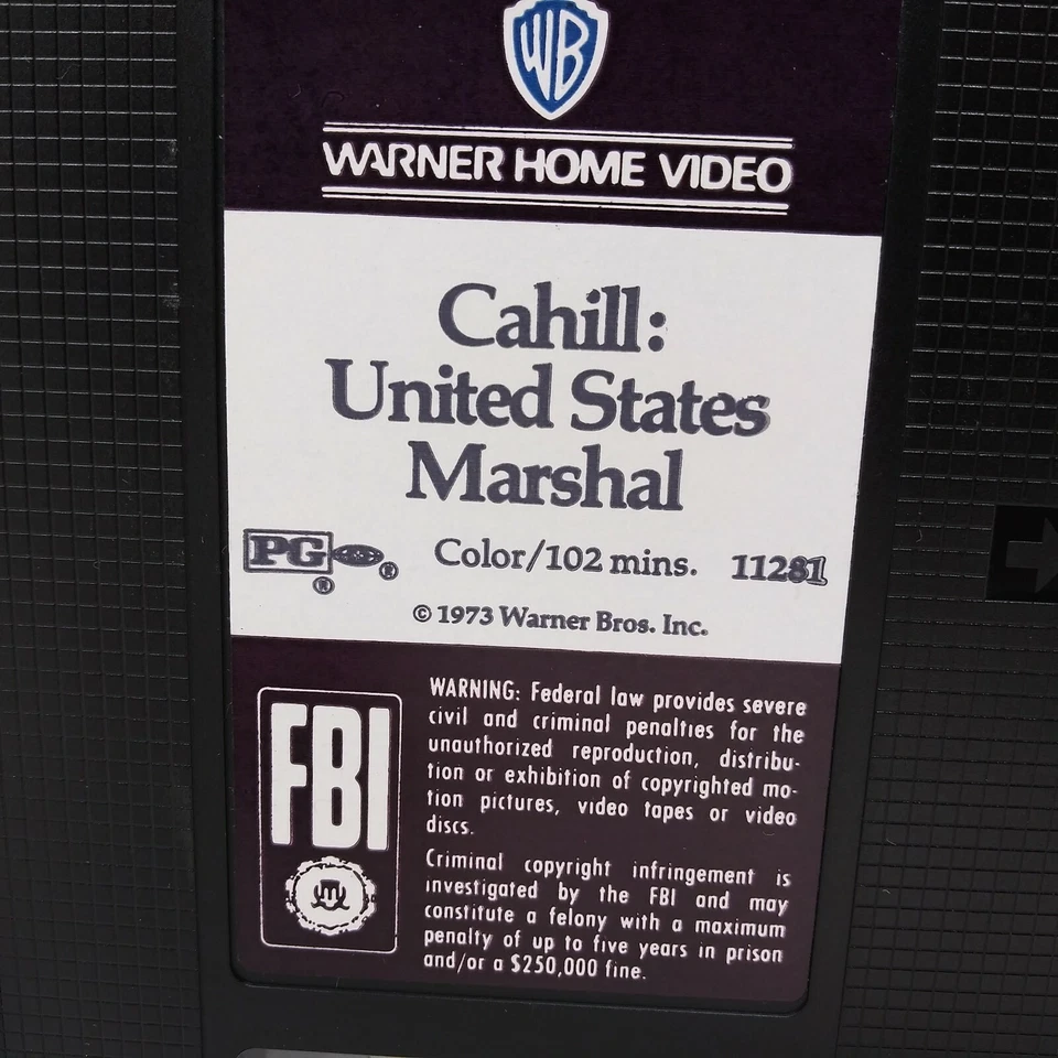 1984 John Wayne CAHILL UNITED STATES US MARSHAL Warner Home Video clamshell VHS - Image 3 of 4