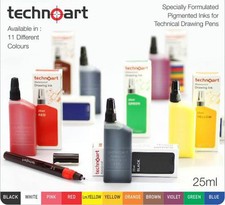 Technoart wasserfeste Zeichentinte 25 ml kompatibel mit Rotring Isograph Stiften