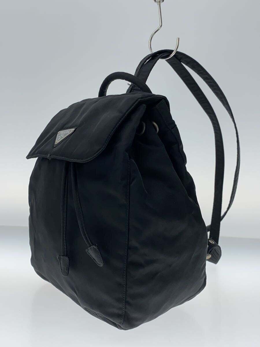 PRADA Nylon Backpack Black Plain Authentic Women D:4.72” H PRADA Nylon Backpack Black Plain Authentic Women D:4.72” H