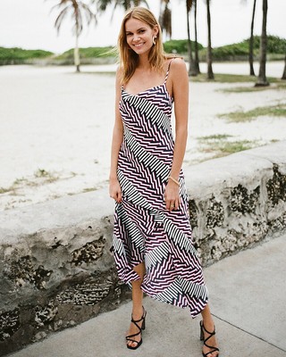 NEW EXPRESS $118 ABSTRACT PRINT SATIN COWL NECK MAXI SLIP DRESS SZ
