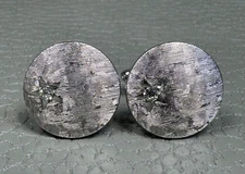 Vintage Brushed Finish Star Faux Diamond White Gold Plated Cuff Links