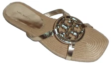 TORY BURCH Gold Leather Flat Sandals Size 8