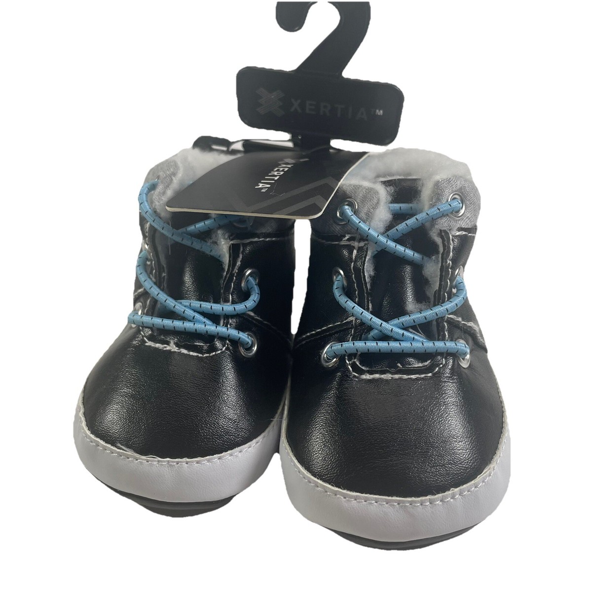 XERITA NWT Black Crib Shoes Sz 2 Infant Boys Casual Fuzzy | eBay