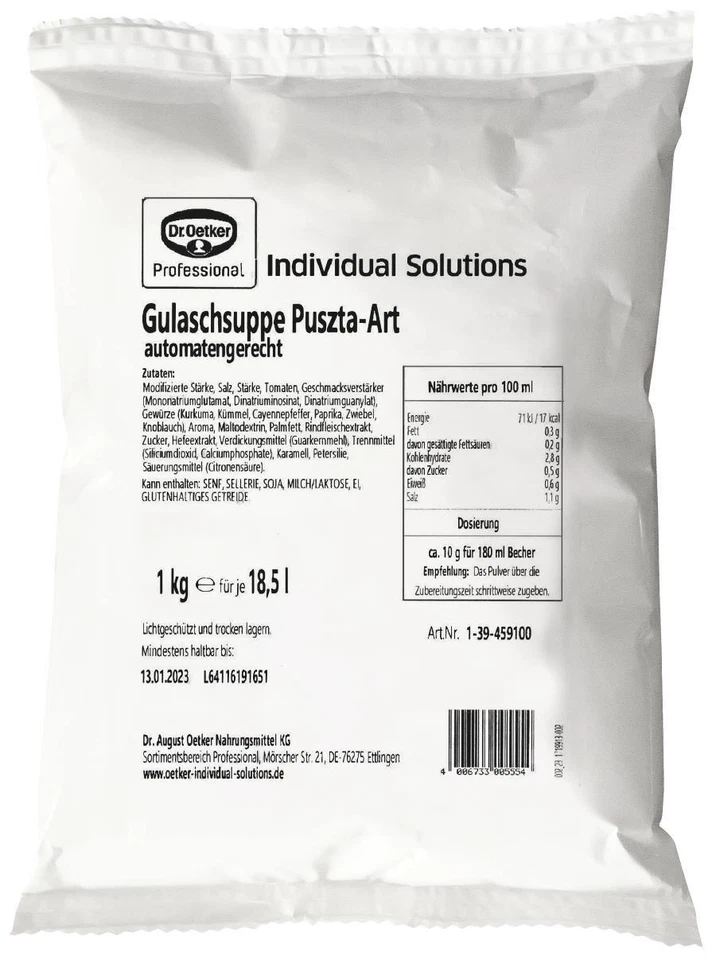 DR. OETKER Dr.Oetker Gulaschsuppe Puszta Art Automatensuppe 1kg