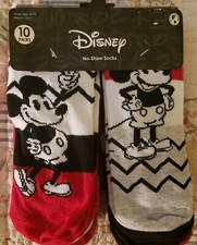    Disney MICKEY MOUSE No-Show Socks 10 Pair Size 4-10  New w/tags    