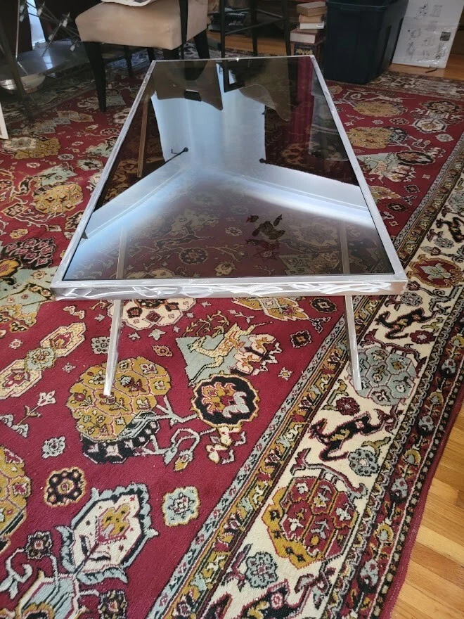 MESA DE CENTRO ACERO Y CRISTAL-TIENE CRISTAL BRONCE TEMPLADO 1/2" Foto 3 de 3