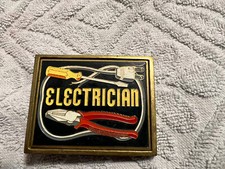 Vintage Solid Brass Electrician Electrical Workers Vintage Belt Buckle