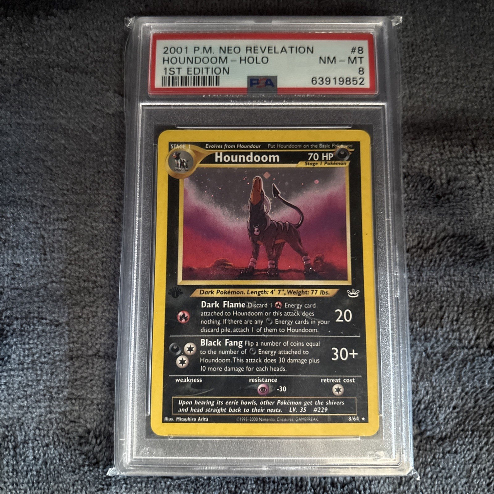 1st Edition Neo Revelation Houndoom Holo PSA 8