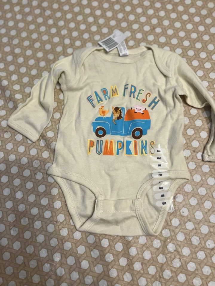 Calabazas frescas de granja de una pieza manga larga color crema talla 6 meses Foto 2 de 4