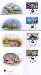 WWF 2006 Kongo Kinshasa Flusspferd Mi. 1901 04 FDC
