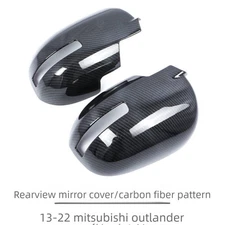 For Mitsubishi Outlander Sport w/ Signal Side Mirror Covers Trims Carbon Fiber 