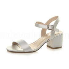 Womens ladies low mid block heel strappy ankle strap bridal sandals shoes size