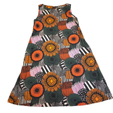 Marimekko Dress womens 10 orange Uniqlo floral Mini Sleeveless A-Line Size 10