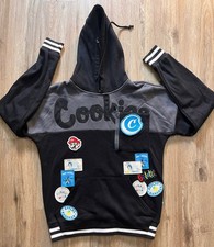 Cookies Logo Pullover Hoodie Mens S Black Streetwear Patches