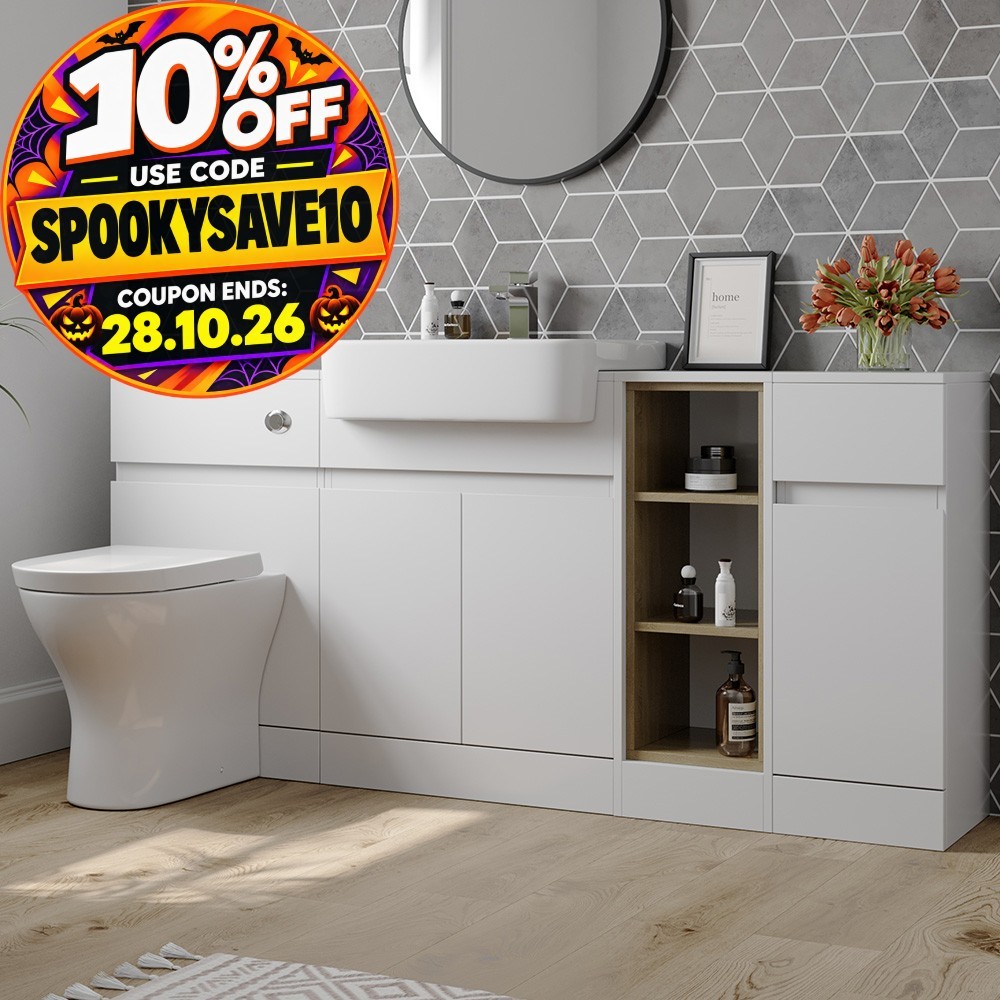 Valway White Back To Wall Toilet & Vanity Unit With Basin - Gloss 1720Mm - Image 2