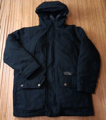 Vintage Ecko Function Black Canvas Puffer Parka Coat Zip Jacket Large