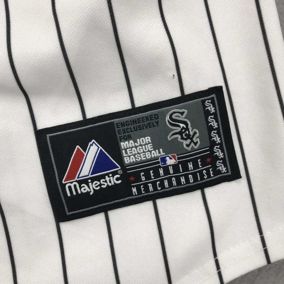 Camiseta deportiva de los Medias Blancas de Chicago para hombre grande a rayas majestuosa Jake Peavy #44 MLB Home Foto 4 de 4
