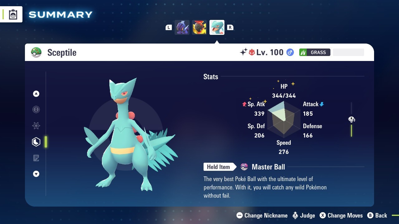 Sceptile Pokemon Legends ZA ❗❗  Alpha ❗❗  Shiny 6 IV🟢 Battle Ready ⚫ EVs